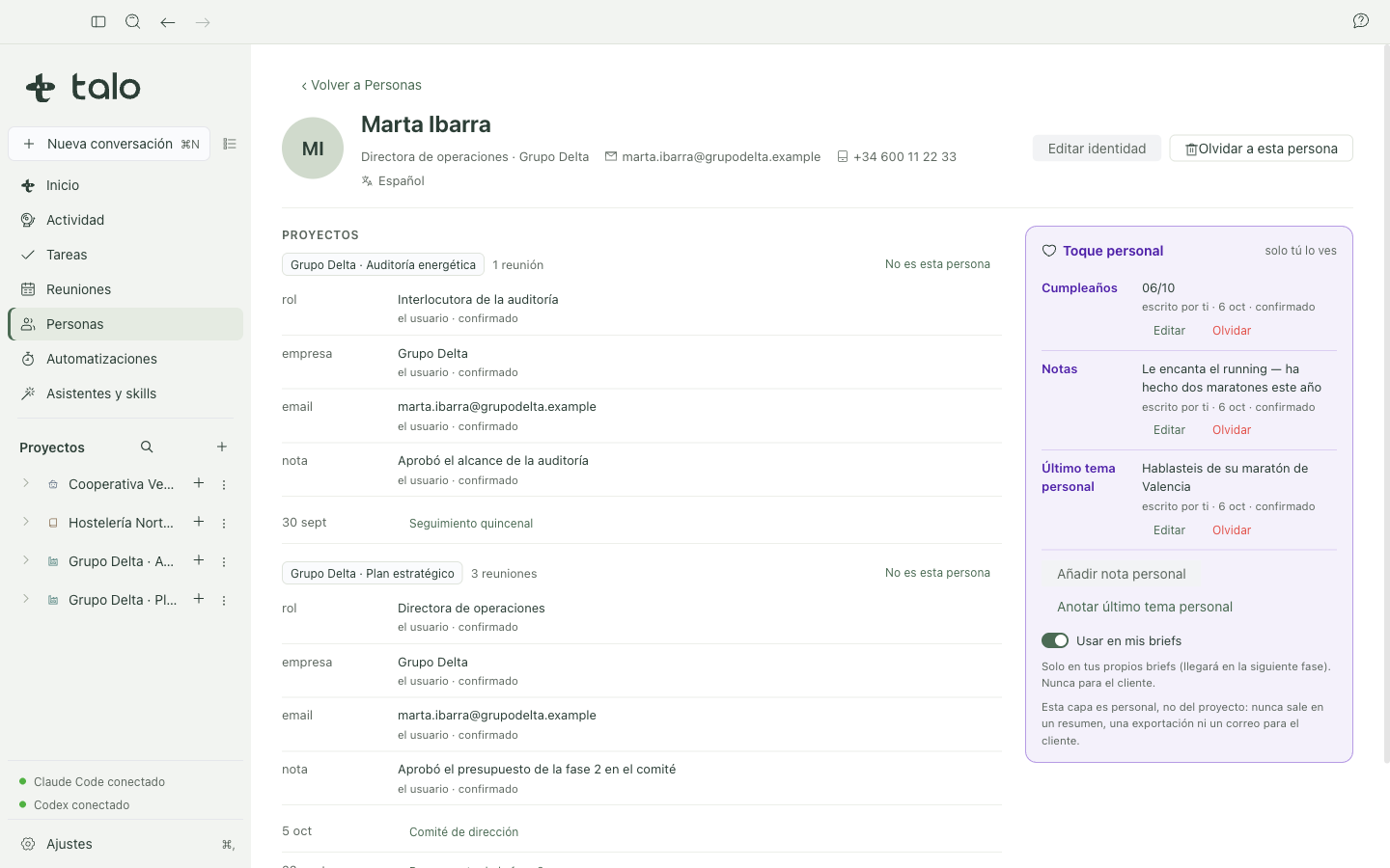 Person profile with its three layers